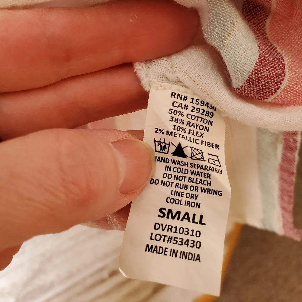 NWOT Elan Striped Surplice Faux Wrap Roll Sleeve Blouse - Picture 3 of 10